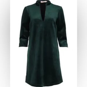 Traffic People Forest Green Velvet Dress